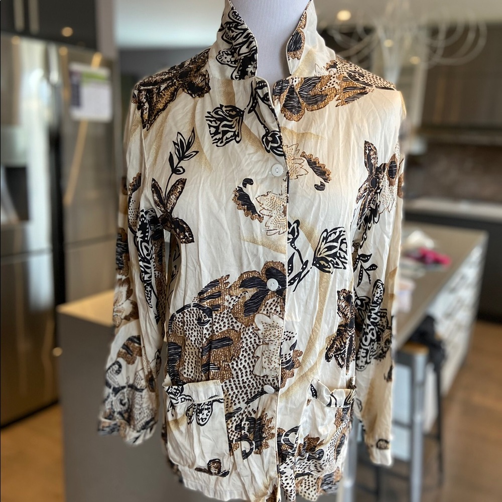 100% silk pajama style button up